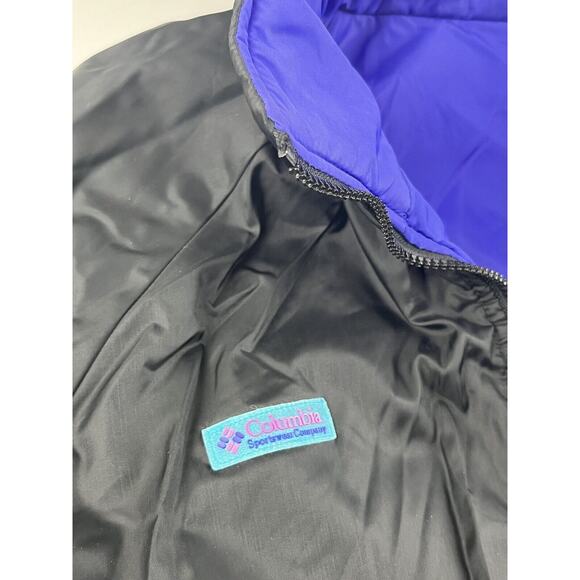 Vtg Columbia Womens Reversible Jacket Coat Purple Black Radial Sleeve 2XL Nylon - Picture 12 of 16